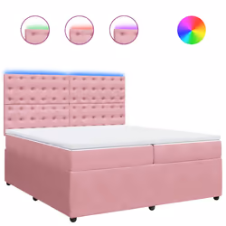 vidaXL Giroletto a Molle con Materasso Rosa 200x200 cm in Velluto - Vista aggiuntiva 2