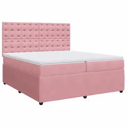 vidaXL Giroletto a Molle con Materasso Rosa 200x200 cm in Velluto - Vista aggiuntiva 3