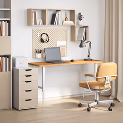 vidaXL Piano Scrivania Marrone Chiaro 140x50x2,5 cm in Rovere Massello - Vista aggiuntiva 3