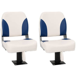 Set Sedile per Barca Pieghevole 4 pz Blu e Bianco 41x36x48 cm vidaXL820845