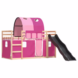 vidaXL Letto a Castello con Scivolo e Tende Rosa 90x200 cm - Vista aggiuntiva 3