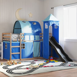 Vidaxl - Letto a Castello con Scivolo e Tende Blu 90x190 cm 544009