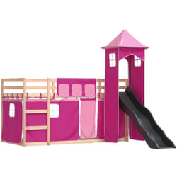 Vidaxl - Letto a Castello con Scivolo e Tende Rosa 80x200 cm