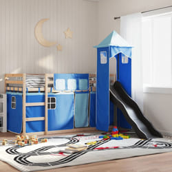 Vidaxl - Letto a Castello con Scivolo e Tende Blu 90x190 cm 499016