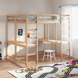 vidaXL Letto Soppalco con Scrivania e Scala 160x200 cm Massello Pino