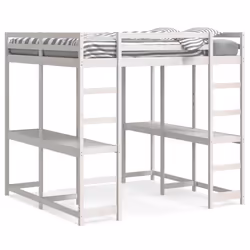 vidaXL Letto Soppalco Scrivania e Scala Bianco 140x200cm Massello Pino - Vista aggiuntiva 2