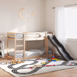 Questo letto a castello in legno con lo scivolo e la scala è progettato per il divertimento e l'ottimizzazione lo spazio. Rob ...