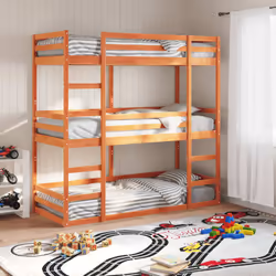 Questo letto a castello triplo in legno è elegante e funzionale, e rappresenta un complemento perfetto per qualsiasi stanza c ...