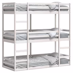 vidaXL Letto a Castello Triplo Bianco 90x190 cm Legno Massello di Pino - Vista aggiuntiva 2