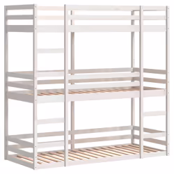 vidaXL Letto a Castello Triplo Bianco 90x190 cm Legno Massello di Pino - Vista aggiuntiva 3