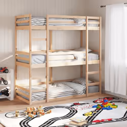 Questo letto a castello triplo in legno è elegante e funzionale, e rappresenta un complemento perfetto per qualsiasi stanza c ...