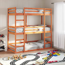 Vidaxl - Letto Castello Triplo Marrone Cera 75x190cm Legno Massello Pino