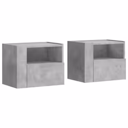 vidaXL Comodini a Muro 2 pz Grigio Cemento 45x30x35 cm - Vista aggiuntiva 2