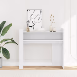 vidaXL Tavolino Consolle Bianco 100x35x90 cm in Legno Multistrato - Vista aggiuntiva 3