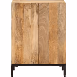 La credenza in legno è realizzata in legno massello di mango grezzo e ferro verniciato a polvere nera combinato con acciaio, ...