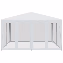 vidaXL Tenda per Feste con 8 Pareti Laterali in Rete Bianco 4x4 m HDPE - Vista aggiuntiva 3