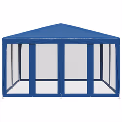 vidaXL Tenda per Feste con 8 Pareti Laterali in Rete Blu 4x4 m HDPE - Vista aggiuntiva 3