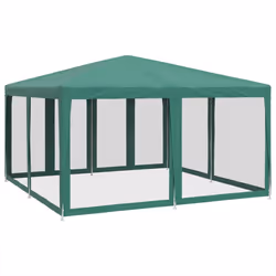 vidaXL Tenda per Feste con 8 Pareti Laterali in Rete Verde 4x4 m HDPE - Vista aggiuntiva 2