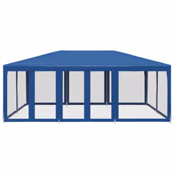 vidaXL Tenda per Feste con 10 Pareti Laterali in Rete Blu 6x4 m HDPE - Vista aggiuntiva 3