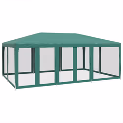 vidaXL Tenda per Feste con 10 Pareti Laterali in Rete Verde 6x4 m HDPE - Vista aggiuntiva 2