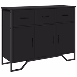 vidaXL Credenza Nera 97x32,5x74,5 cm in Legno Multistrato - Vista aggiuntiva 2