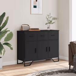 vidaXL Credenza Nera 97x32,5x74,5 cm in Legno Multistrato - Vista aggiuntiva 3