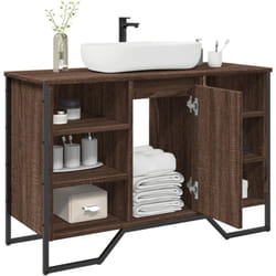 vidaXL Mobile Lavabo Bagno Rovere Marrone 91x35x60cm in Truciolato