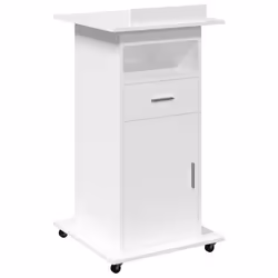 vidaXL Leggio con Ruote e Cassetto Bianco 55x55x107 cm in Multistrato - Vista aggiuntiva 2