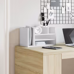 vidaXL Organizer da Scrivania Bianco 44,5x24x25 cm Legno Multistrato - Vista aggiuntiva 3