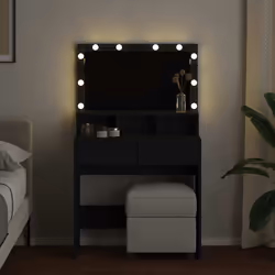 vidaXL Toeletta con LED Nera 80x41x134,5 cm - Vista aggiuntiva 3