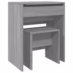 vidaXL Toeletta e Sgabello Grigio Sonoma 60x40x113,5 cm - Vista aggiuntiva 2