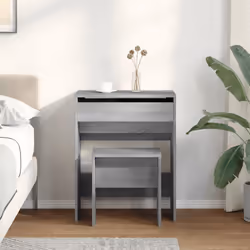 vidaXL Toeletta e Sgabello Grigio Sonoma 60x40x113,5 cm - Vista aggiuntiva 3