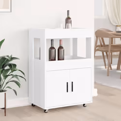 vidaXL Carrello Bar Bianco 60x39,5x89 cm in Legno Multistrato - Vista aggiuntiva 3