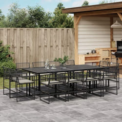 Set da Pranzo da Giardino 13pz con Cuscini Nero in Polyrattan Vidaxl