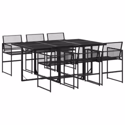 vidaXL Set da Pranzo da Giardino 7 pz Nero in Polyrattan - Vista aggiuntiva 2