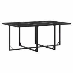 vidaXL Set da Pranzo da Giardino 7 pz Nero in Polyrattan - Vista aggiuntiva 3