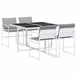 vidaXL Set da Pranzo da Giardino 5 pz con Cuscini Bianco in Textilene - Vista aggiuntiva 2