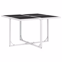 vidaXL Set da Pranzo da Giardino 5 pz con Cuscini Bianco in Textilene - Vista aggiuntiva 3