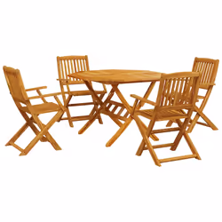 vidaXL Set Pranzo da Giardino Pieghevole 5pz Legno Massello di Acacia - Vista aggiuntiva 2