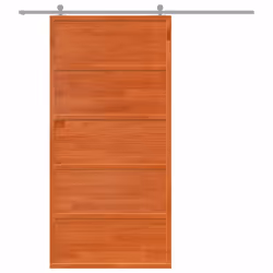 vidaXL Porta del Granaio Marrone 100x208 cm in Legno Massello di Pino - Vista aggiuntiva 3