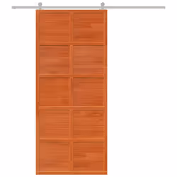 vidaXL Porta del Granaio Marrone 90x208 cm in Legno Massello di Pino - Vista aggiuntiva 3