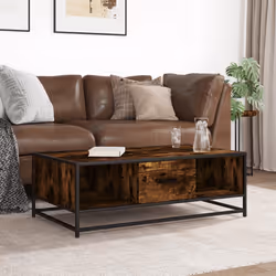 vidaXL Tavolino Rovere Fumo 100x57x35cm in Legno Multistrato e Metallo - Vista aggiuntiva 3