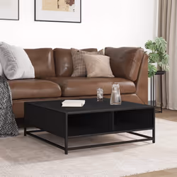 vidaXL Tavolino da Salotto Nero 80x80x30 cm in Truciolato e Metallo - Vista aggiuntiva 3
