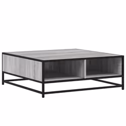vidaXL Tavolino Grigio Sonoma 80x80x30 cm in Truciolato e Metallo - Vista aggiuntiva 2