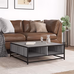 vidaXL Tavolino Grigio Sonoma 80x80x30 cm in Truciolato e Metallo - Vista aggiuntiva 3