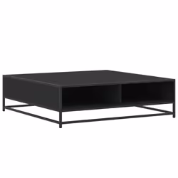 vidaXL Tavolino Nero 100x100x30 cm Legno in Truciolato e Metallo - Vista aggiuntiva 2