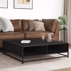 vidaXL Tavolino Nero 100x100x30 cm Legno in Truciolato e Metallo - Vista aggiuntiva 3