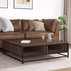 vidaXL Tavolino Rovere Marrone 100x100x30 cm in Truciolato e Metallo - Vista aggiuntiva 3