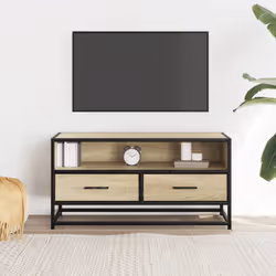 vidaXL Mobile TV Rovere Sonoma 80x34,5x40 cm Legno Multistrato Metallo - Vista aggiuntiva 3