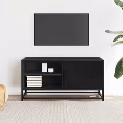 vidaXL Mobile TV Nero 80x34,5x40cm in Truciolato e Metallo - Vista aggiuntiva 3